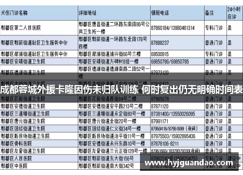 成都蓉城外援卡隆因伤未归队训练 何时复出仍无明确时间表